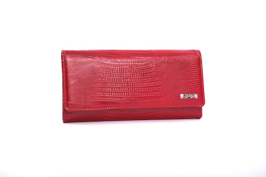 Красный женский кожаный кошелёк